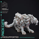 Tabaxi Trader & Pack Cats - Tabaxi Caravan - PRESUPPORTED - 4 models - 32mm Scale - Illustrated & Stats