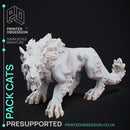 Tabaxi Trader & Pack Cats - Tabaxi Caravan - PRESUPPORTED - 4 models - 32mm Scale - Illustrated & Stats