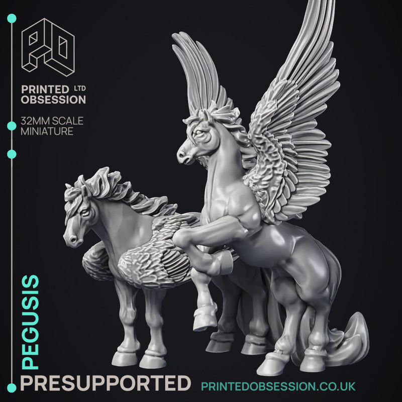 Pegusis - 2 Celestial Creatures - PRESUPPORTED - Heaven Hath No fury - 32 mm scale