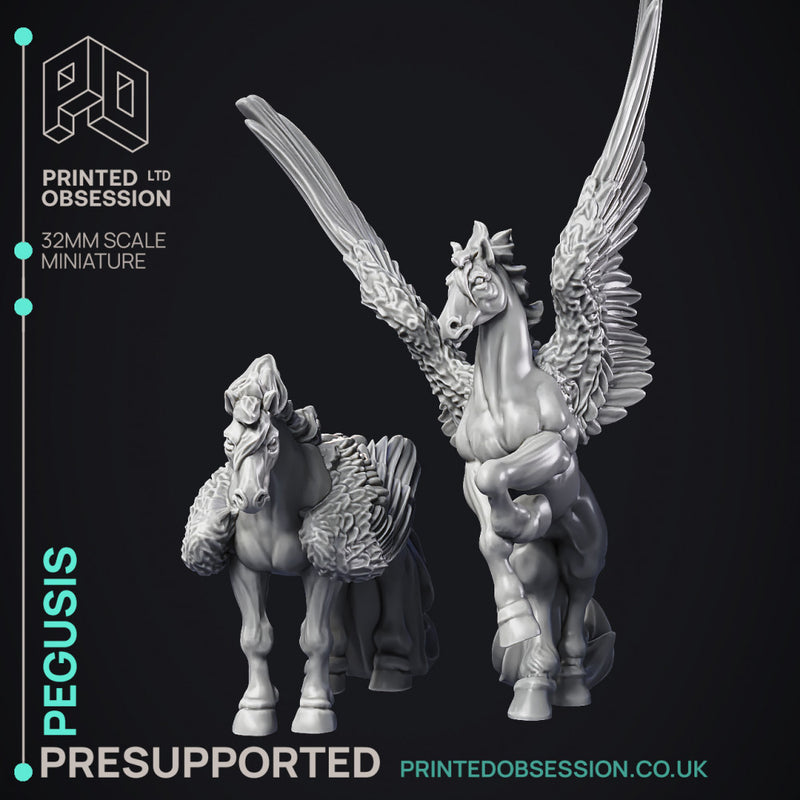 Pegusis - 2 Celestial Creatures - PRESUPPORTED - Heaven Hath No fury - 32 mm scale