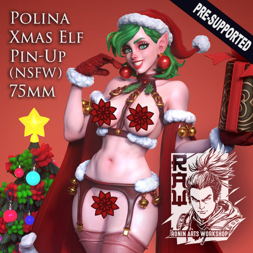 Polina (Xmas Elf) Pin Up, 75mm, (NSFW Version) - STL only - Only-Games