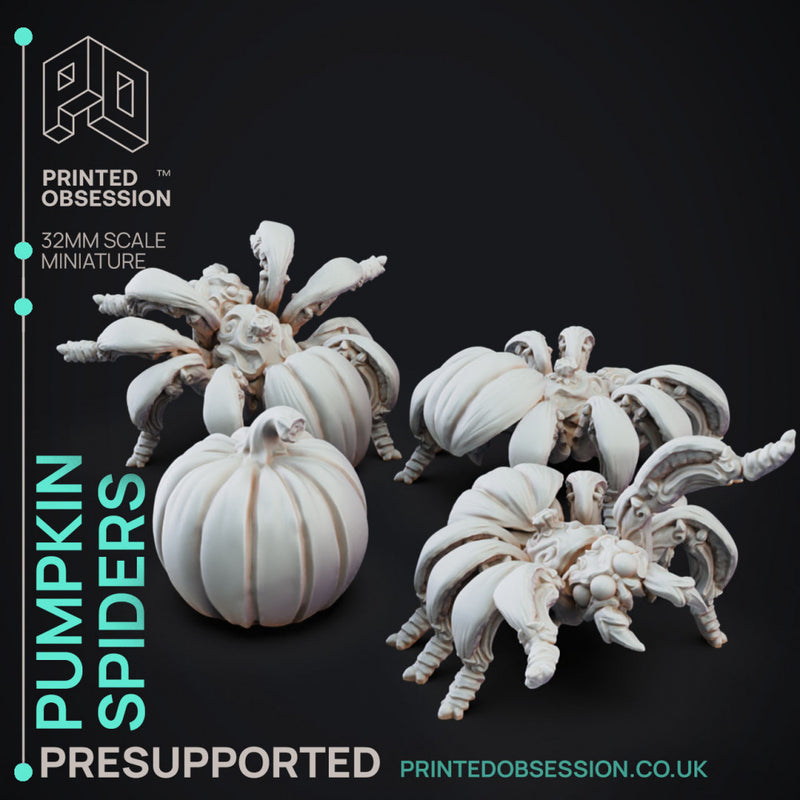 Pumpkin Spiders - Ambush Hord - PRESUPPORTED - Halloween - 32mm scale