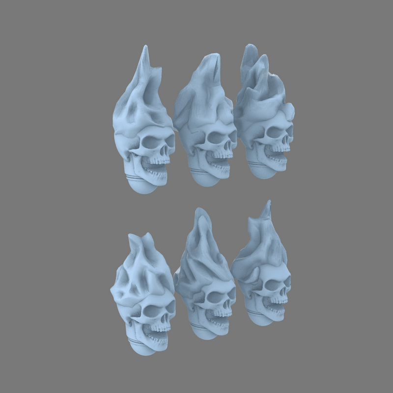 Pumpkin Lords SK V10K Knight Flaming  Skull Heads X 10 - Only-Games
