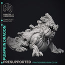 Pumpkin Dragon - Large Halloween Monster -  PRESUPPORTED - Illustrated and Stats - 32mm scale