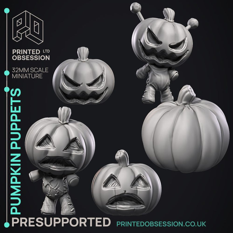 Pumpkin Puppets - 7 Models - Halloween Monsters -  PRESUPPORTED - Illustrated and Stats - 32mm scale