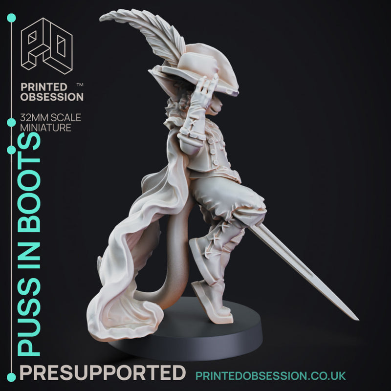 Puss in Boots - Tabaxi Caravan - PRESUPPORTED - 32mm Scale - illustrated & Stats