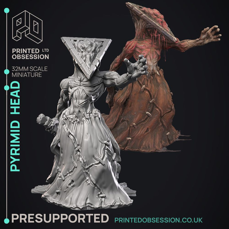 Pyrimid head - Quiet Mountains - 2 Models -  PRESUPPORTED - Illustrated and Stats - 32mm scale