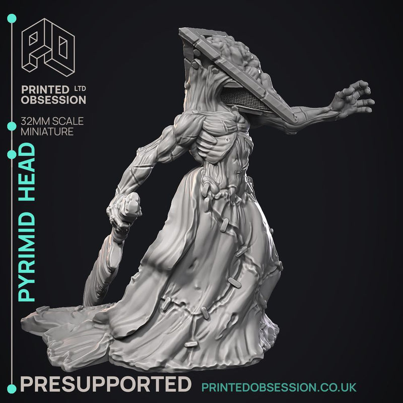Pyrimid head - Quiet Mountains - 2 Models -  PRESUPPORTED - Illustrated and Stats - 32mm scale