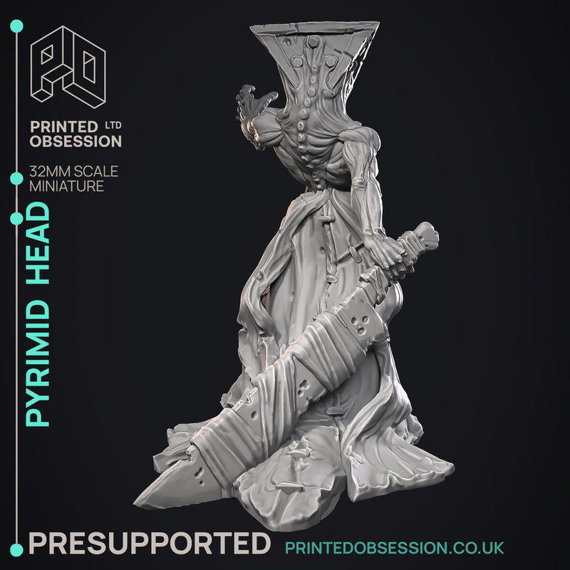 Pyrimid head - Quiet Mountains - 2 Models -  PRESUPPORTED - Illustrated and Stats - 32mm scale