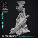 Pyrimid head - Quiet Mountains - 2 Models -  PRESUPPORTED - Illustrated and Stats - 32mm scale