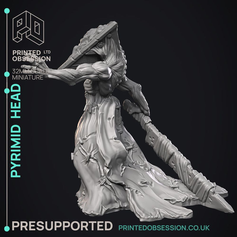 Pyrimid head - Quiet Mountains - 2 Models -  PRESUPPORTED - Illustrated and Stats - 32mm scale