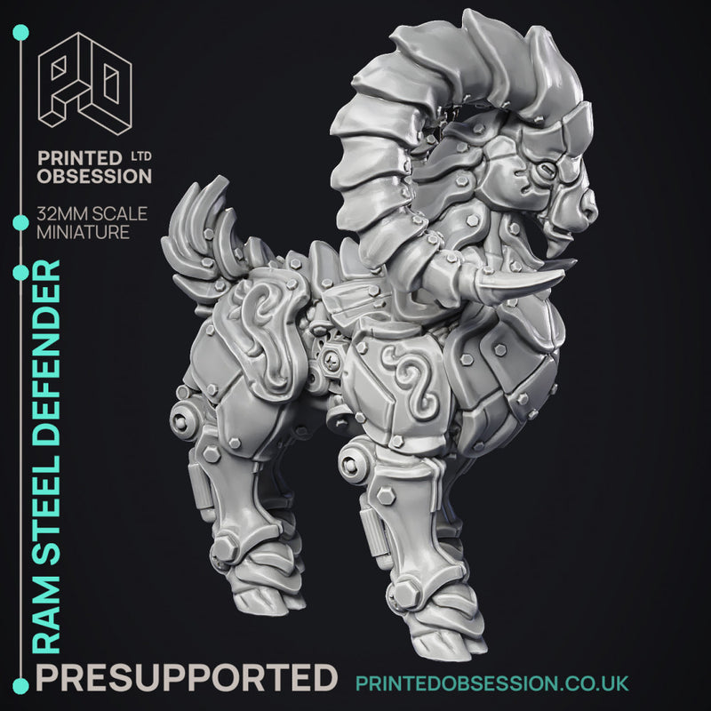 Ram Steel Defender - Artificer Construct - PRESUPPPORTED - 32mm Scale