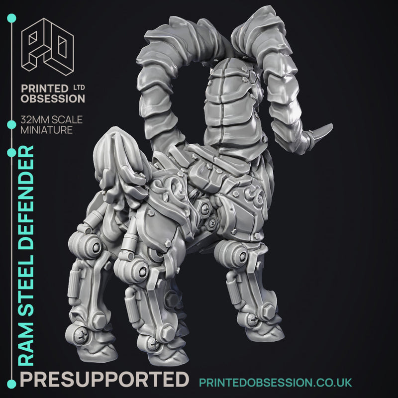Ram Steel Defender - Artificer Construct - PRESUPPPORTED - 32mm Scale