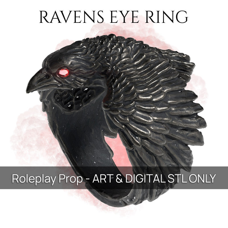 Ravens Eye Ring - D&D prop - Ring - PRESUPPORTED