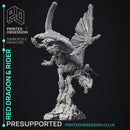 Red Dragon & Rider - 2 versions - Gyth - PRE SUPPORTED - D&D 32mm