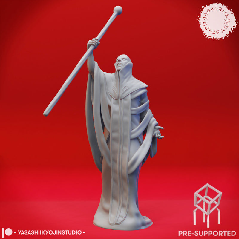 Red Wizard Glass Staff - Tabletop Miniatures (Pre-Supported)