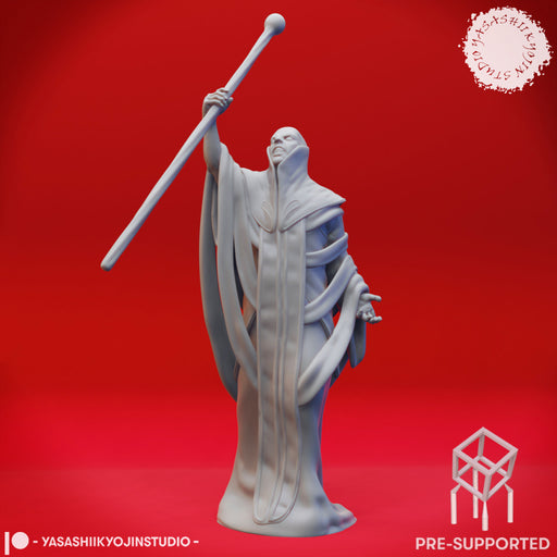 Red Wizard Glass Staff - Tabletop Miniatures (Pre-Supported) - Only-Games