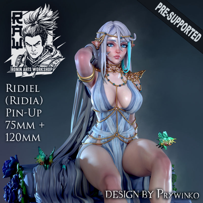 Ridia Pin Up -  75mm plus 120mm (Presuported) - STL only - Only-Games