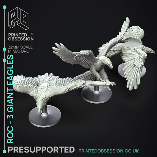Roc - 3 Giant Eagles - PRESUPPORTED - 32mm scale - Only-Games