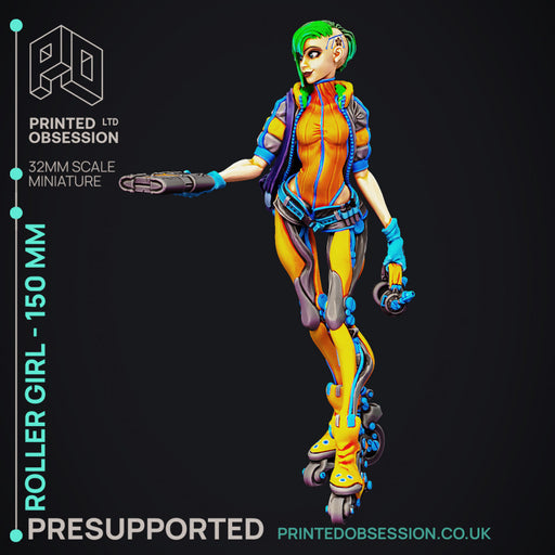 Roller Girl - Cute Cyberpunk desktop girl - PRESUPPORTED - 150 mm model - Only-Games