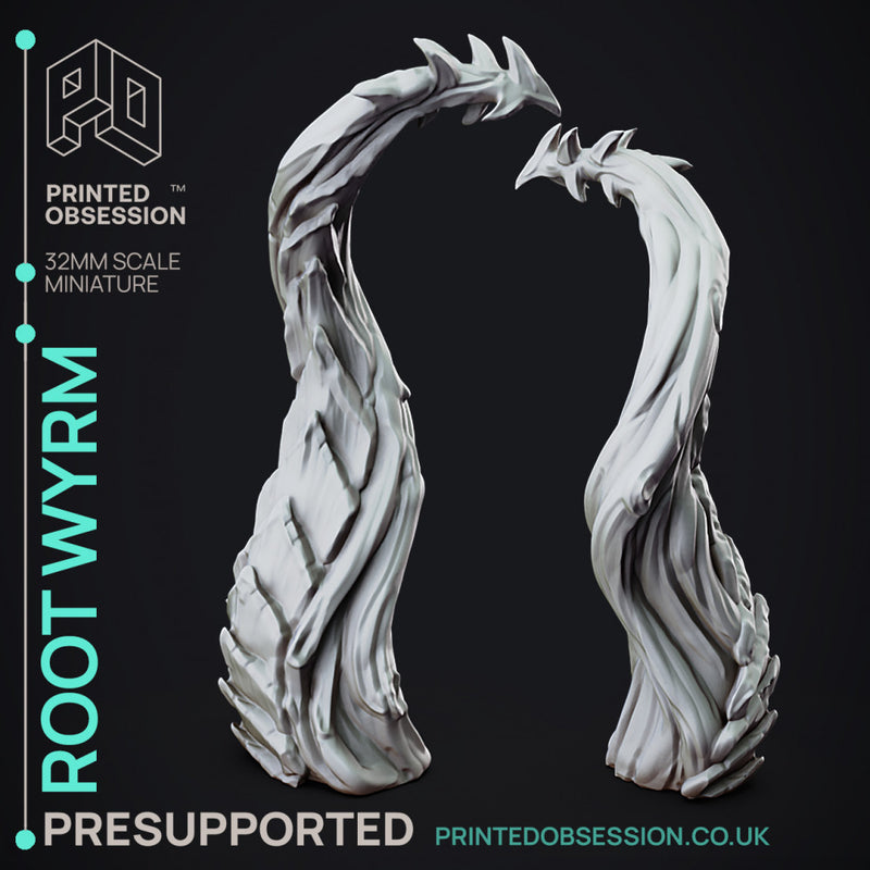Root Wyrm - Wood Dragon - PRESUPPORTED - 32mm Scale