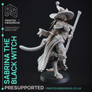 Black Witch Tabaxi - Tabaxi Caravan - PRESUPPORTED - 32mm scale - Illustrated & Stats