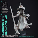 Black Witch Tabaxi - Tabaxi Caravan - PRESUPPORTED - 32mm scale - Illustrated & Stats