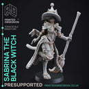 Black Witch Tabaxi - Tabaxi Caravan - PRESUPPORTED - 32mm scale - Illustrated & Stats