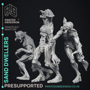 Sand Dwellers - 3 Models -  Wondering Desert -  PRESUPPORTED - Illustrated and Stats - 32mm scale