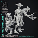 Sand Dwellers - 3 Models -  Wondering Desert -  PRESUPPORTED - Illustrated and Stats - 32mm scale