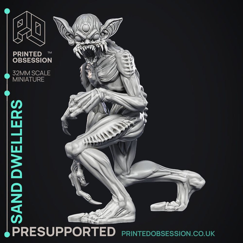 Sand Dwellers - 3 Models -  Wondering Desert -  PRESUPPORTED - Illustrated and Stats - 32mm scale