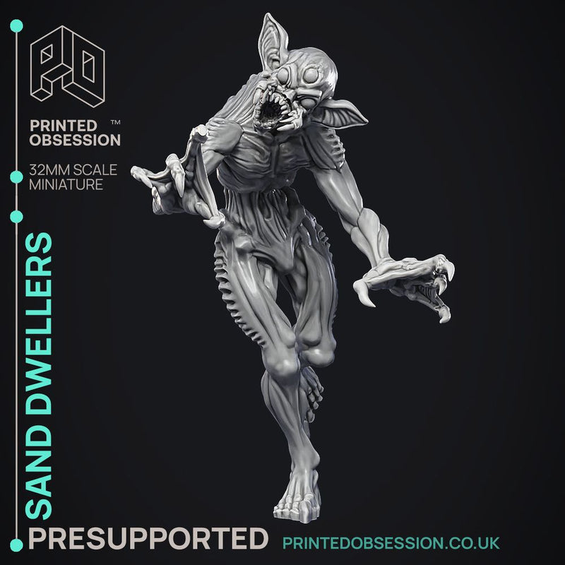 Sand Dwellers - 3 Models -  Wondering Desert -  PRESUPPORTED - Illustrated and Stats - 32mm scale