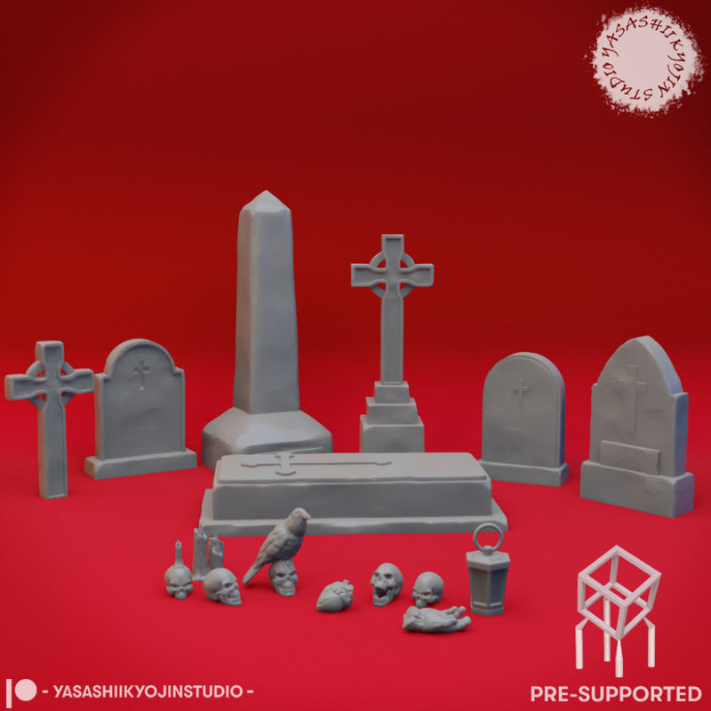 Graveyard Scatter - Tabletop Props (Pre-Supported)