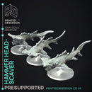 Hammer Head Scavers x3 - Space Sharks - Weird Shores - PRESUPPORTED - 32mm scale