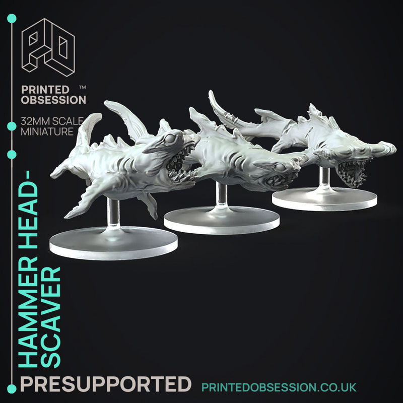 Hammer Head Scavers x3 - Space Sharks - Weird Shores - PRESUPPORTED - 32mm scale