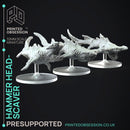 Hammer Head Scavers x3 - Space Sharks - Weird Shores - PRESUPPORTED - 32mm scale