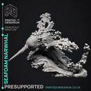 Seafoam Narwhal - Elemental Creatures -  PRESUPPORTED - Illustrated and Stats - 32mm scale