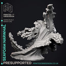 Seafoam Narwhal - Elemental Creatures -  PRESUPPORTED - Illustrated and Stats - 32mm scale