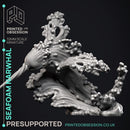 Seafoam Narwhal - Elemental Creatures -  PRESUPPORTED - Illustrated and Stats - 32mm scale
