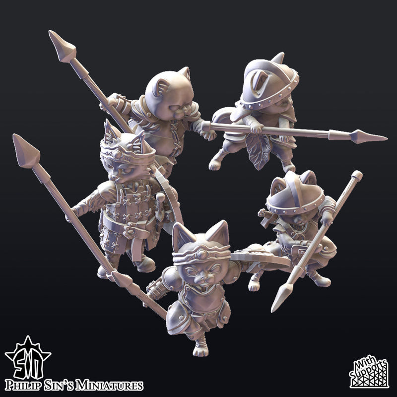 Seasoned Cat Adventurers (with 5 weapon options) - Only-Games