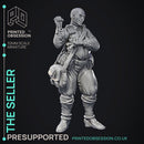 Salesman - Freindly NPC -  PRESUPPORTED - Illustrated and Stats - 32mm scale