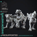 Shadow Mastiffs - 3 Shadowfell Monsters - PRESUPPORTS - 32mm scale