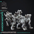 Shadow Mastiffs - 3 Shadowfell Monsters - PRESUPPORTS - 32mm scale