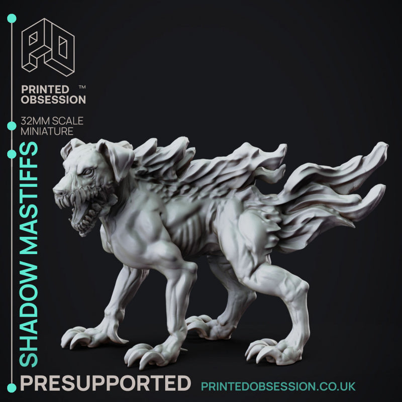 Shadow Mastiffs - 3 Shadowfell Monsters - PRESUPPORTS - 32mm scale