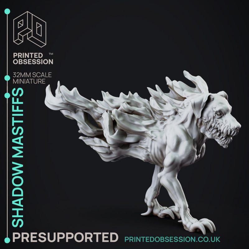 Shadow Mastiffs - 3 Shadowfell Monsters - PRESUPPORTS - 32mm scale