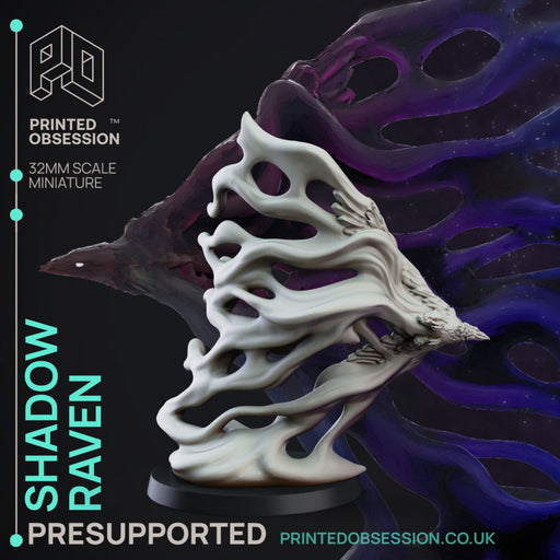 Shadow Raven - Elemental Familar - PRESUPPORTED - 32mm scale. - Only-Games