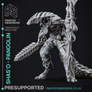 Shas'O the shaman - Pangolin Anthro - PRESUPPROTED - 32mm scale