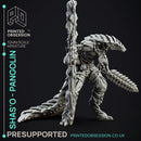 Shas'O the shaman - Pangolin Anthro - PRESUPPROTED - 32mm scale