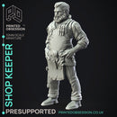 Shop Keeper - NPC -  PRESUPPORTED - Illustrated and Stats - 32mm scale