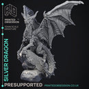 Silver Dragon - Large Model -  PRESUPPORTED - Illustrated and Stats - 32mm scale